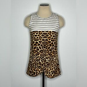 Striped and Leopard Print Tank Top